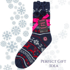 Womens Fair isle Lounge Sock With Grippers
