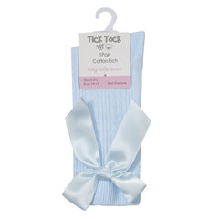 Baby Girls Knee High Socks with Satin Bow 1 Pair Sky Blue