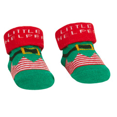 Baby Girls Boys Unisex Christmas Theme Socks With Organza Bag Little Helper - 1 Pair