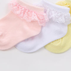 Baby Girls 3-Pack Cotton Rich Ruffle Frill Ankle Socks - Pink