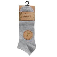 Mens Bamboo Insert Low Cut Ankle Socks 3 Pairs Grey