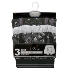 Boys Trunks Fit Boxers Shorts Underwear Black 3 Pairs