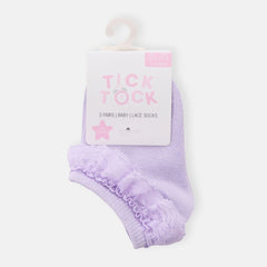 Baby Girls 3-Pack Cotton Rich Ruffle Frill Ankle Socks - Purple