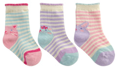 Baby Girls Design Fun Animals Cute Socks 3 Pairs Purple Rabbit
