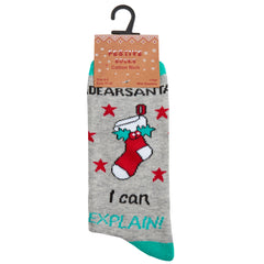 Womens 1 Pair Funny Rude Slogan Christmas Socks Grey