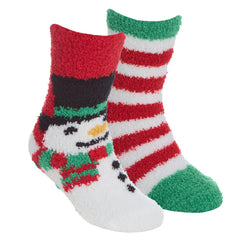 Kids Fluffy Christmas Socks Cosy Non Slip Socks with Grippers Snowman