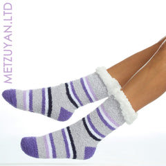 Womens Thermal Winter Slipper Socks with Sherpa Fleece Lining Non Slip Chunky Socks 1 Pair