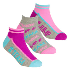 Girls Summer Novelty Trainer Liner Socks Low Cut Fuchsia- 3 Pairs