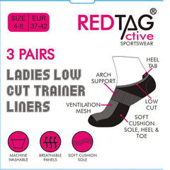 Womens Liner Active Trainer Jogging Gym Sports Socks 3 & 6 Pairs
