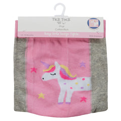 Baby Girl Toddler Tights Patch Panel With Anti Slip Pink Unicorn