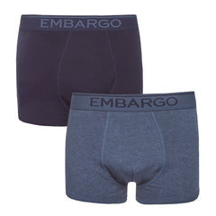 Mens 2 Pairs Plain Hipster Trunk Classic Boxer Navy