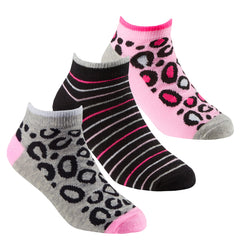 Girls Novelty Summer Trainer Liner Low Cut Socks Pink- 3 Pairs