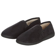 Mens Indoor Plush Fleece Lining House Slippers Black