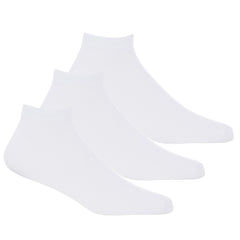 Mens Bamboo Insert Low Cut Ankle Socks 3 Pairs White