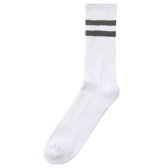 Mens Cotton Rich Sport Socks 3 Pairs White with Grey Stripe