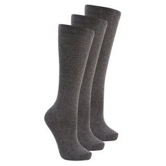 Girls Knee High Back To School Uniform Socks 3 Pairs Grey