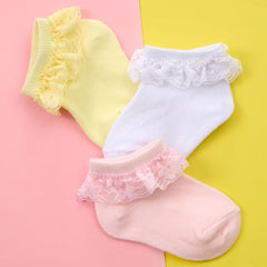 Baby Girls 3-Pack Cotton Rich Ruffle Frill Ankle Socks - Pink