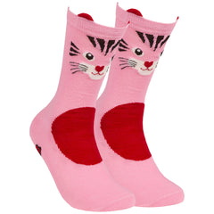 Womens Animals Cute Funny Odd Novelty Socks 1 Pair Cat Pink