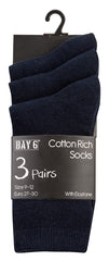 Unisex Girls Boys School Socks 3 Pairs Navy - 3 Pairs