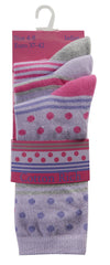Womens Stripes Dots Socks 3 Pairs Pink - Lilac