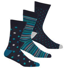 Mens Bamboo Soft Gentle Socks Navy 3 Pairs