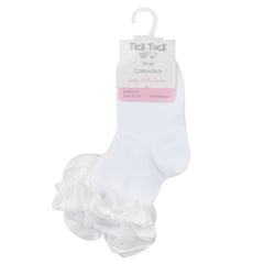 Newborn Baby Girls Tutu Satin Frill Socks 1 Pair White