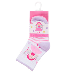 Baby Girls Novelty Ankle Low Cut Socks Fairy Lilac- 3 Pairs