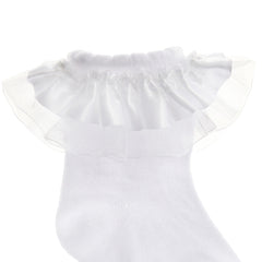 Baby Girls Socks With Decorative Frill White Lace - 1 Pair