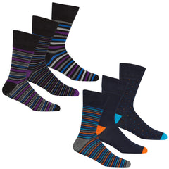 Mens 3 Pairs Bamboo Striped Socks