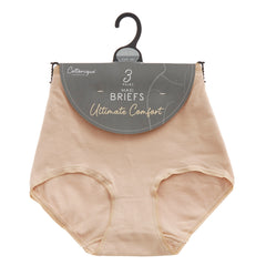 Women Cotton Briefs Knickers Underwear Beige 3 Pairs