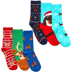 Womens Novelty Cotton Rich Christmas Funny Printed Socks