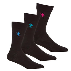 Mens 3 Pairs Bamboo Gentle Grip Socks Eagle Embroidered