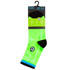 Boys Socks Football Soccer Neon Crew Sock 3 Pairs Green