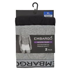 Mens 2 Pairs Plain Hipster Trunk Classic Boxer Grey Black
