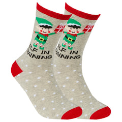 Womens Novelty Christmas Slogan Socks 1 Pair - Elf