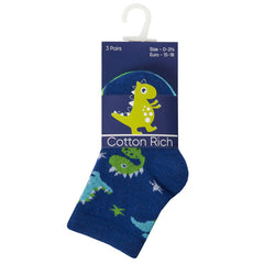 Baby Boys Cute Cotton Rich Animals Dinosaur Crew Socks