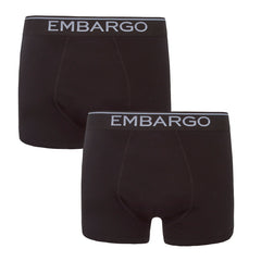 Mens 2 Pairs Plain Hipster Trunk Classic Boxer Black