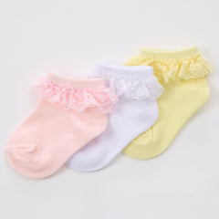 Baby Girls 3-Pack Cotton Rich Ruffle Frill Ankle Socks - Pink