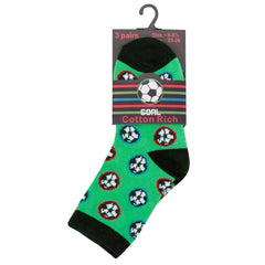 Boys Funny Novelty Socks Black Green Football