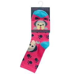 Girls Novelty Funny Dog Puppy Printed Socks 3 Pairs Pink Dog