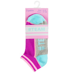Girls Summer Novelty Trainer Liner Socks Low Cut Fuchsia- 3 Pairs