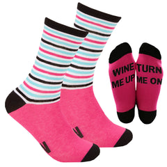 Womens Novelty Funny Slogan Socks Pink Wine