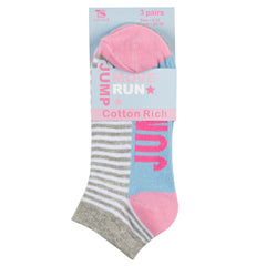 Girls 3 Pairs Designer Trainer Liner Socks Jump