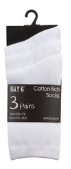 9 Pairs Girls Plain Back To School Mid Calf Uniform Socks White