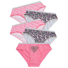 Girls Printed Knickers Briefs Underwear Pack of 5 Leopard Striped