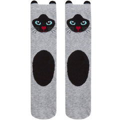 Womens Animals Cute Funny Odd Novelty Socks 1 Pair Cat Grey