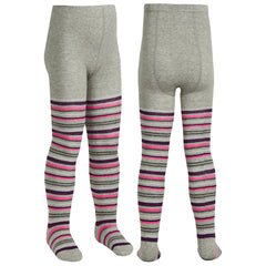 Girls Stripped Tights 1 Pair - Grey Stripes