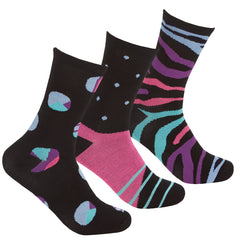 Womens Bamboo Viscose Anti Bacterial Designer Socks 3 Pairs