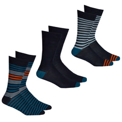 Mens Bamboo Soft Gentle Socks Orange Stripe 3 Pairs