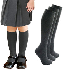 Girls Knee High Back To School Uniform Socks 3 Pairs